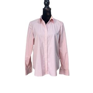 Lauren Ralph Lauren pink white gingham check button down long sleeve shirt large